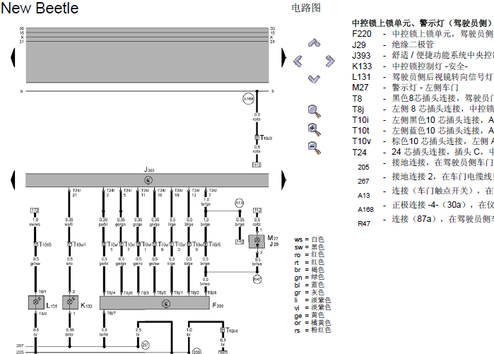 06年大众甲壳虫 车身相关电路