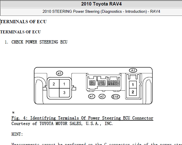 10年RAV4转向助力针脚