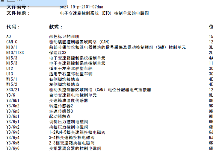 奔驰E300变速箱电路图