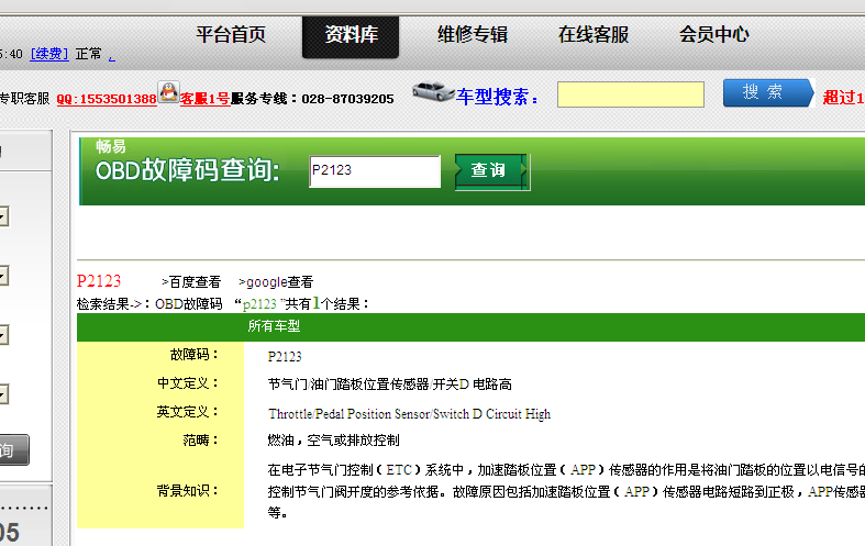 P2123故障码含义