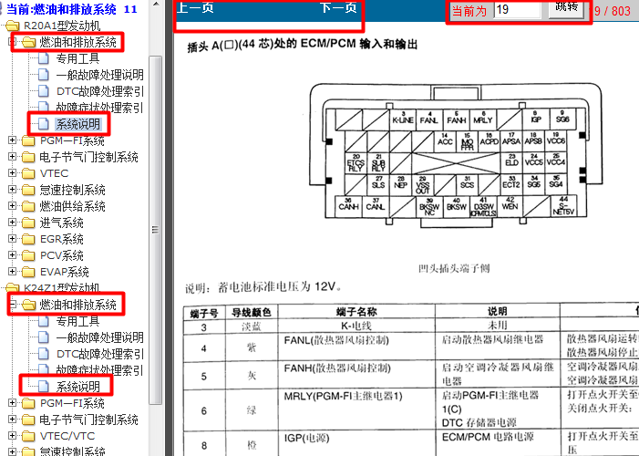 07年本田CRV 发动机端子图