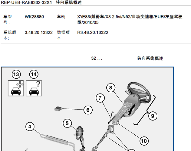 10年宝马X3 转向系统维修资料