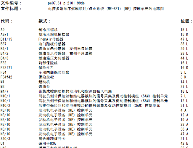 奔驰E280发动机电路图