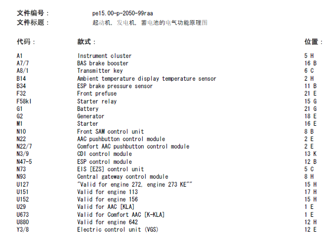 奔驰R300发电机原理图