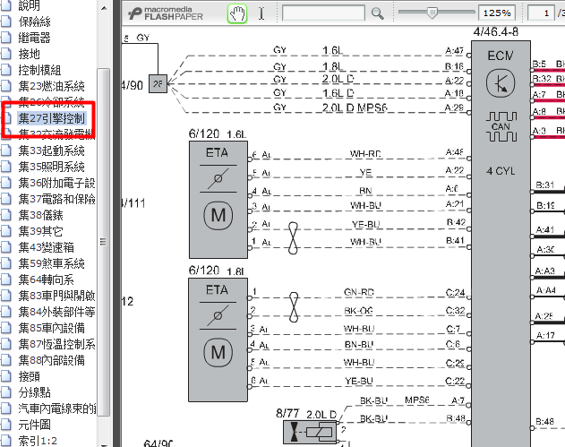10年沃尔沃S40 节气门相关电路