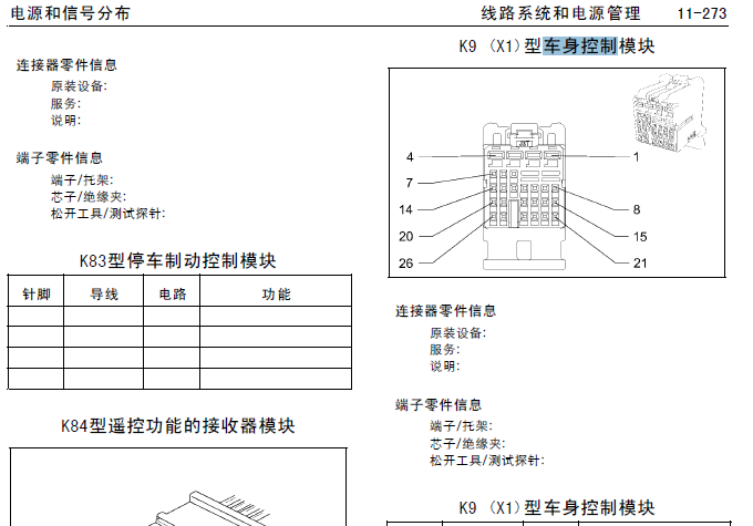 君威车身控制端子图