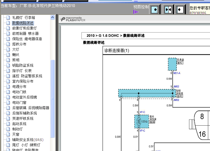 10年伊兰特悦动数据线路图