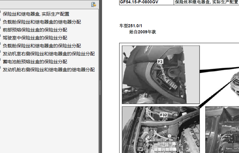 11年奔驰R300 保险丝、继电器分配