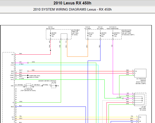 10年雷克萨斯RX450h 电路图