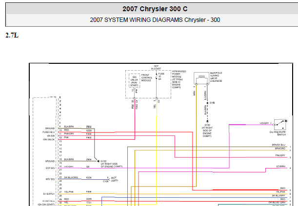 07年克莱斯勒300C发动机电路图