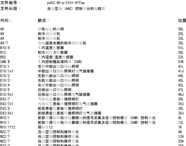 12年奔驰GLK300 空调电路