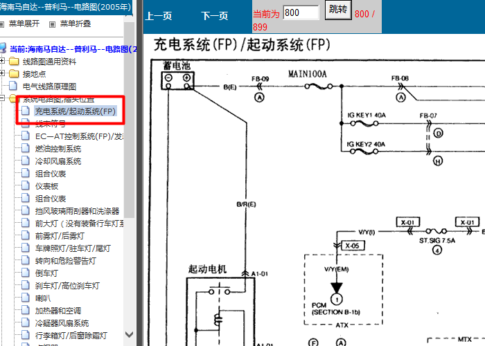 海南马自达 FP发动机起动充电电路