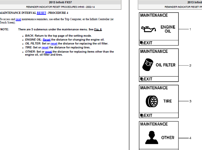 13年英菲尼迪FX37 保养归零资料