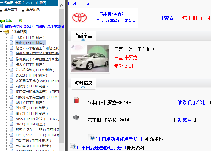 14年丰田卡罗拉 电路资料