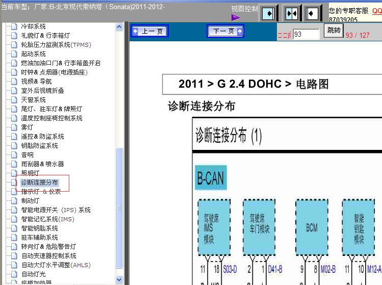 八代索纳塔CAN线电路图