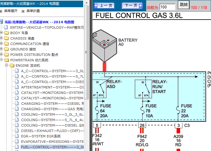14年克莱斯勒大切诺基 3.6发动机电路