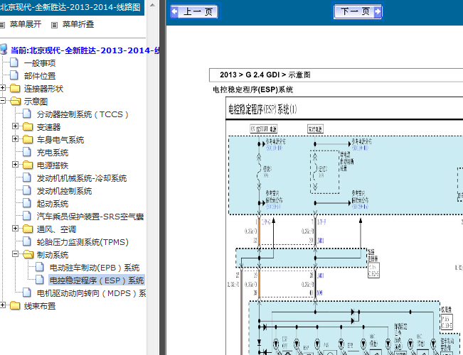 2014年现代胜达EPS电路图