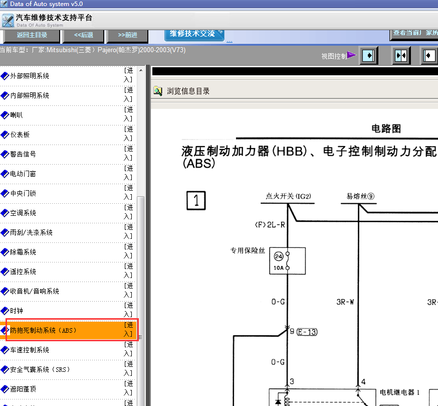 03年帕杰罗ABS线路