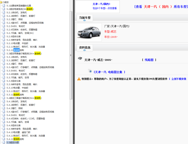 天津一汽威志 电路图