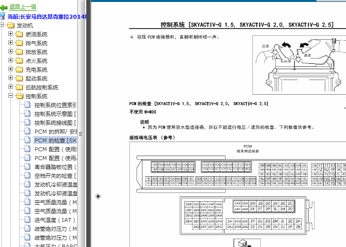 14年马自达昂克赛拉发动机针脚