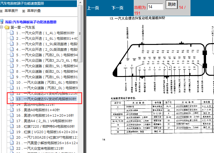 大众捷达 80针脚资料