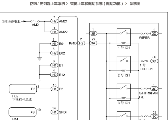 12年雷克萨斯ES300h 智能钥匙-起动功能部分资料