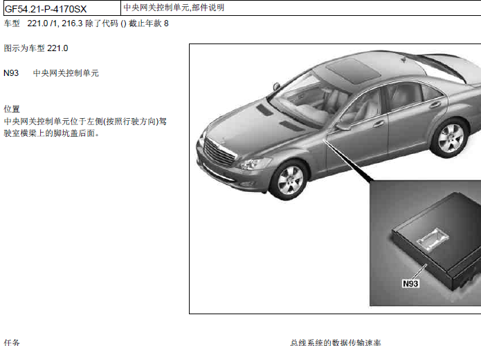 10年奔驰S500 N93元件位置
