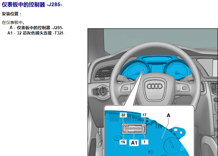 09年奥迪A4 仪表模块端子图