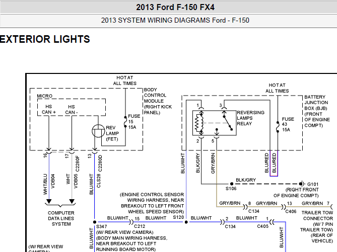 13年F150外部灯光电路图