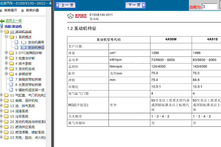 北京汽车E150 4A9发动机资料