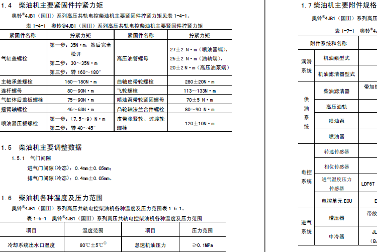 4JB1发动机参数