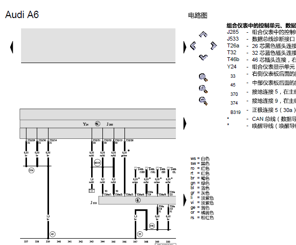 08年奥迪A6仪表电路