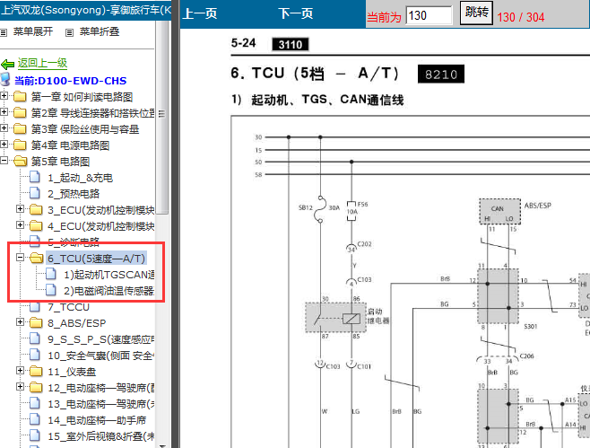 06年双龙享御 TCU电路