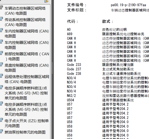 11年奔驰GLK300网络+发动机电路