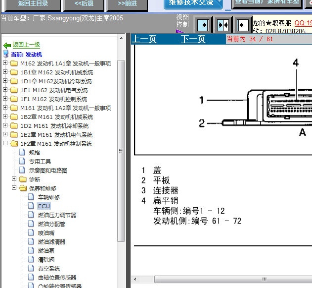 06年双龙主席发动机针脚图
