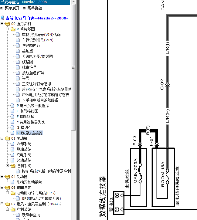 11年马自达3数据线路图