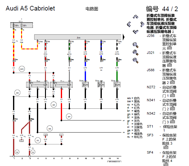 13年奥迪A5 折叠式车顶电路