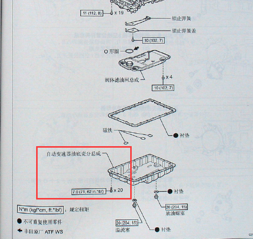08年皇冠变速箱油底壳扭矩数据