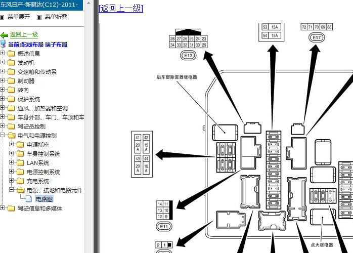 12年日产骐达 IPDM E/R保险丝排列图