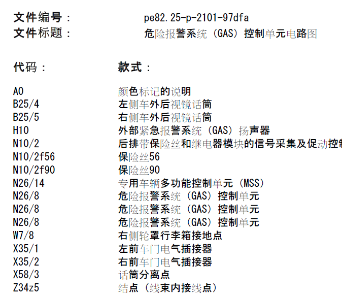 奔驰E200危险报警系统电路图