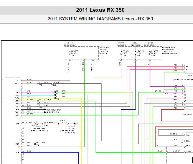 11年凌志RX350全车线路图