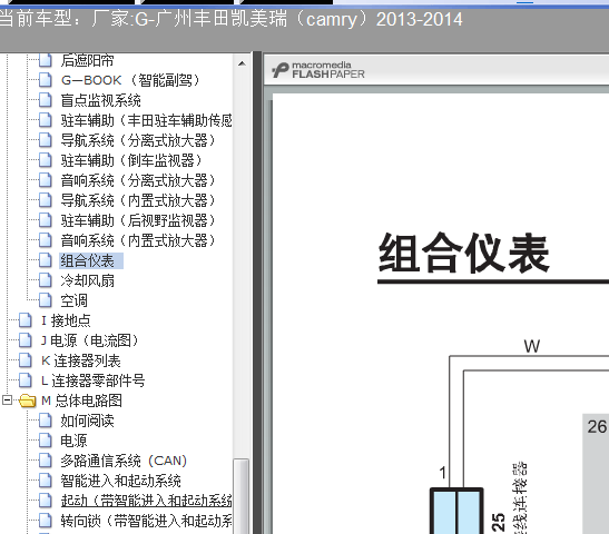13年凯美瑞仪表线路图