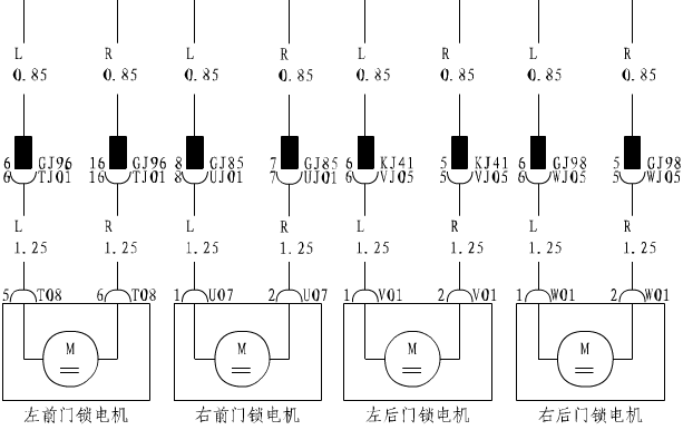 10年比亚迪G3门锁控制线路