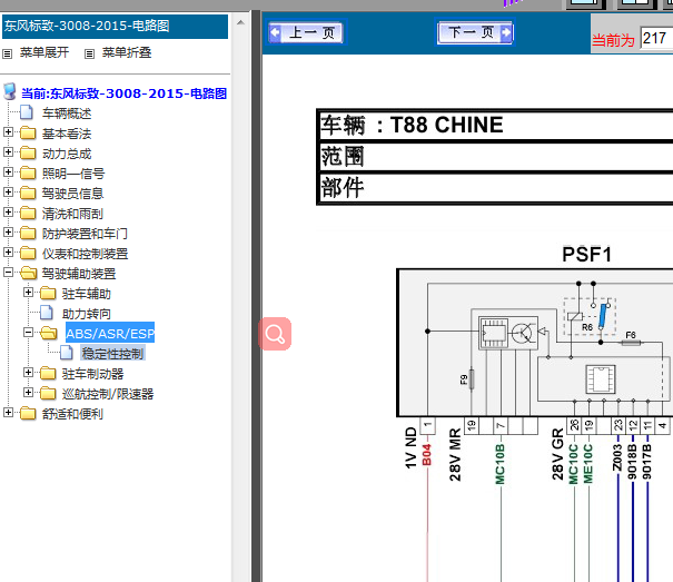 16年标致3008 稳定系统电路图