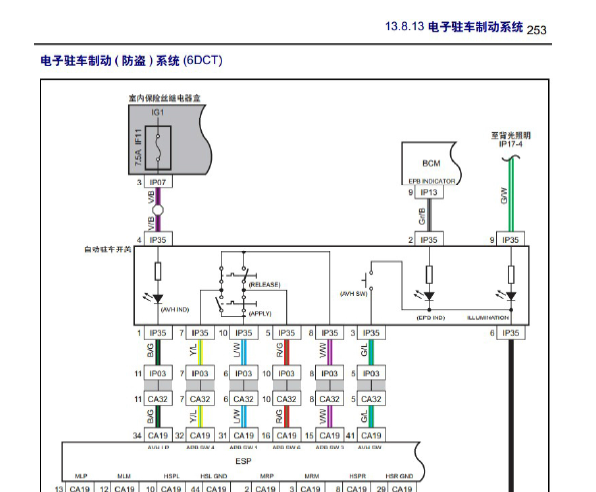 吉利帝豪电子驻车系统电路图