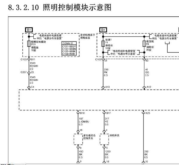 09年雪佛兰景程 照明控制电路图