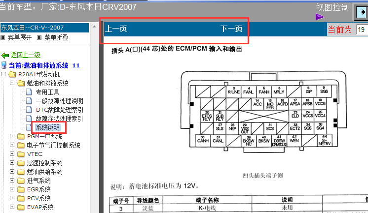 07年CRV发动机电脑针脚图