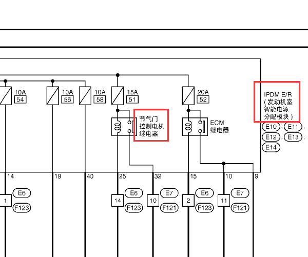 08年日产逍客 节气门继电器电路