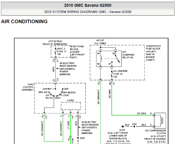 10年GMC SAVANA2500 空调电路图
