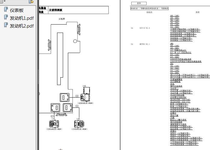 雷克萨斯NX200 保险丝分配